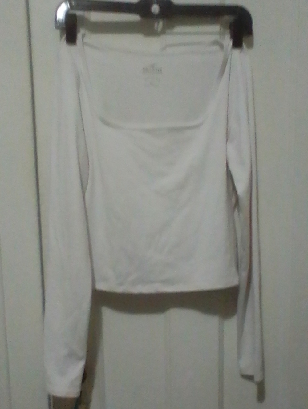 Hollister White Long-Sleeve Scoop Neck Top Sz L EUC